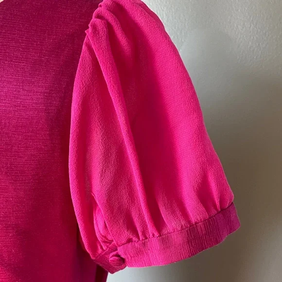Boden Limited Edition Fuchsia V-Neck Puff Sleeve Mini Dress - Picture 4 of 9
